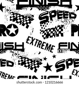 
Black and white abstract seamless pattern. Extreme grunge background isolated on white. For textiles, prints, children's and sportswear