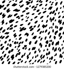 Black and white abstract seamless pattern with spots and dots. Can be used for textile, wallpaper, wrapping paper, greeting card background, phone case print. Doodle graphic vector illustration.