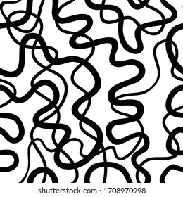 Black and white abstract seamless pattern with wavy lines