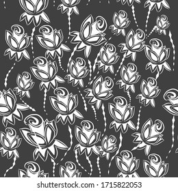 diseño abstracto en blanco y negro sin fisuras con flores