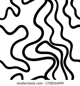 Black and white abstract seamless pattern with wavy lines