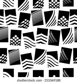 Black and White Abstract Seamless Pattern. Geometric Background.  Vector Illustration. 