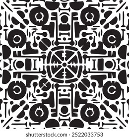 Patrón sin fisuras abstracto blanco negro. Diseño creativo de la ilustración del Vector en el fondo blanco
