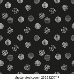 Black and white abstract seamless pattern. Hand drawn spots and dots background