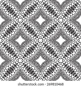 Black & white abstract seamless pattern, vector background