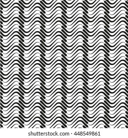 Black and white abstract seamless pattern. Vector illustration for modern background. Line and wave shapes.