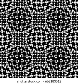 Black and white abstract seamless pattern. Modern halftone background.Dots, circles. Repeating geometric tiles. Vector clip art.