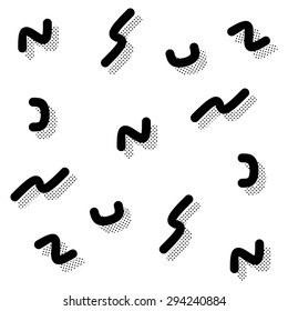 Black And White Abstract Seamless Squiggle Pattern In 90s Style