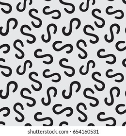 Black and white abstract seamless squiggle pattern. Hand drawn curved lines. Texture for print, textile, t-shirt, fabric, wallpaper, card , poster, home decor, packaging, and wrapping paper.