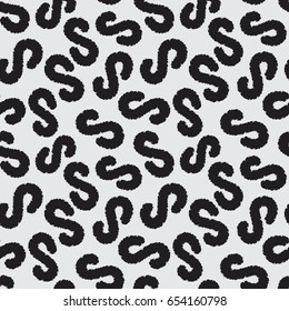 Black and white abstract seamless squiggle pattern. Hand drawn curved lines. Texture for print, textile, t-shirt, fabric, wallpaper, card , poster, home decor, packaging, and wrapping paper.