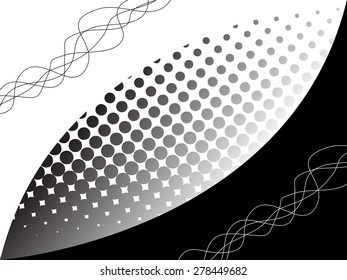 Black white abstract shapes with halftone effect