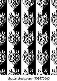 Black and white abstract strawberry.Seamless stylish geometric background. Modern abstract pattern. Flat monochrome design.