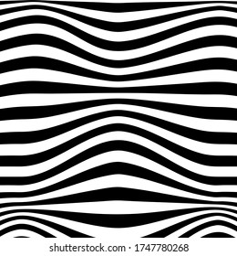 Black and white abstract striped background. Optical art. Vector.