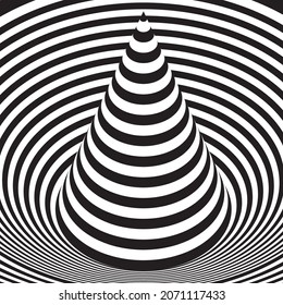 Fondo de rayas abstractas en blanco y negro. Ilustración óptica Art. Vector.