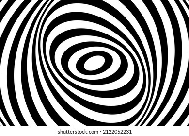Black white abstract striped background. Optical art. Vector.
