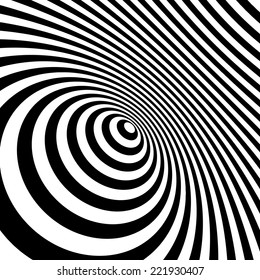 Black and white abstract striped background. Optical Art. Vector illustration. 