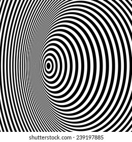 Fondo de rayas abstractas en blanco y negro. Ilustración vectorial 3d del arte óptico. 