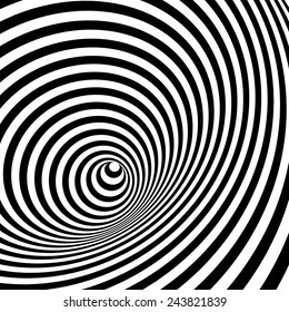 Black and white abstract striped background. Optical Art. Vector illustration. 