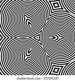 Black and White Abstract Striped Background. Optical Art. 3d Vector Illustration. 