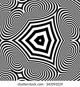 Black and White Abstract Striped Background. Optical Art. 3d Vector Illustration.
