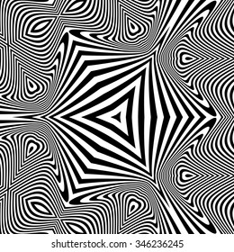 Black and White Abstract Striped Background. Optical Art. 3d Vector Illustration.
