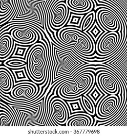 Black and White Abstract Striped Background. Optical Art. 3d Vector Illustration. 