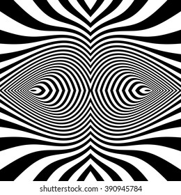 Black and White Abstract Striped Background. Optical Art. 3d Vector Illustration.