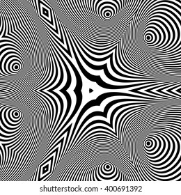 Antecedentes rayados en negro y blanco. Ilustración del vector 3d de arte óptico.