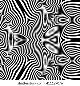 Black and White Abstract Striped Background. Optical Art. 3d Vector Illustration

