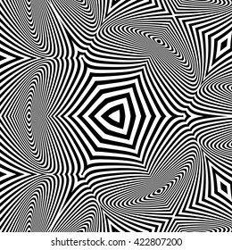 Antecedentes rayados en negro y blanco. Ilustración del vector 3d de arte óptico.