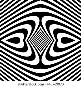 Black and White Abstract Striped Background. Optical Art. 3d Vector Illustration.
