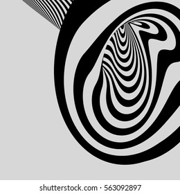 Antecedentes rayados en negro y blanco. Ilustración del vector 3d de arte óptico. 