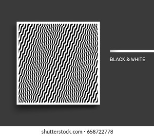 Black and white abstract striped background. Optical art. Cover design template. 3D Vector illustration.