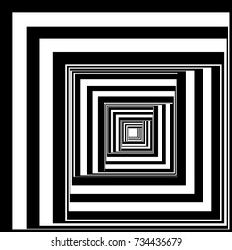 Black and white abstract striped background. Optical illusion. Visual distortion.Geometric.