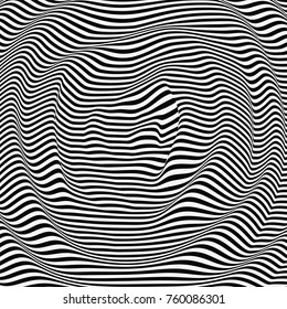 Black and white abstract striped background. Optical Art. 3d vector illustration. 