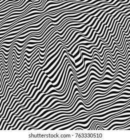 Abstrakter, schwarz-weißer abstrakter Hintergrund. Optische Art. 3d Vektorgrafik. 