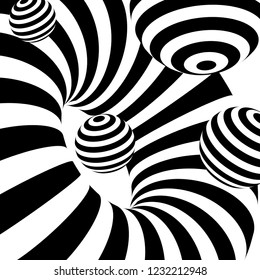Black and White Abstract stripes optical ilusion op art background