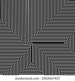Black and white abstract stripes optical art geometric lines background. Vector illustration