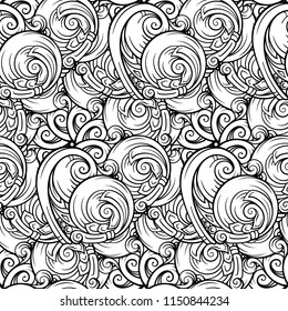 Black and white abstract stylized hearts seamless pattern.