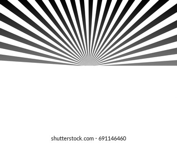 Black and white abstract sunburst background. Gradient gray stripe on white background. Simple design for wallpaper, template, banner, texture, banner, poster, flyer, leaflet. Vector illustration.