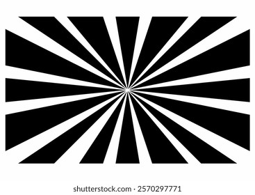Black and white abstract sunburst pattern with radiating triangular shapes, perfect for backgrounds, graphic design, or modern decorative elements