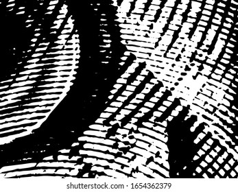 Black and white abstract surrealism background. Monochrome dark texture. Chaotic spots of black paint on white. Urban style pattern of ink splattered blots. The pattern of the worn surface