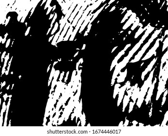 Black and white abstract surrealism background. Monochrome dark texture. Chaotic spots of black paint on white. Urban style pattern of ink splattered blots. The pattern of the worn surface