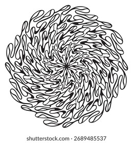 Black and White Abstract Swirl Vector Set, Mandala Coloring Pages	