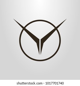 Black and white abstract symbol of bird in the round frame