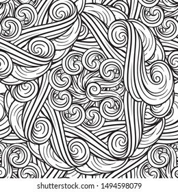 Black and white abstract tangle seamless pattern.