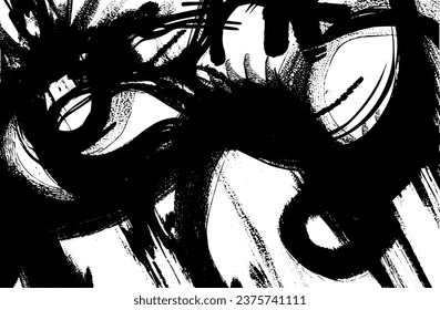 Black and white abstract texture. Chaos of spots, blots, lines