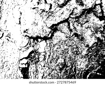 Black and white abstract texture with cracks and rugged surface