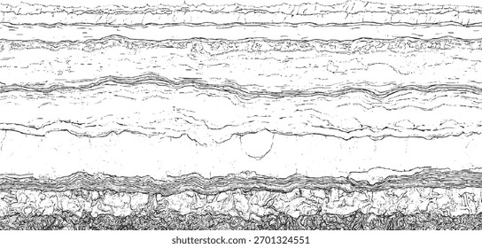 Fondo texturizado abstracto en blanco y negro con Formas orgánicas en capas y líneas ásperas.