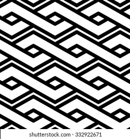 Patrón uniforme geométrico abstracto texturizado en blanco y negro. Fondo simétrico monocromo vectorial textil. Líneas de empalme.